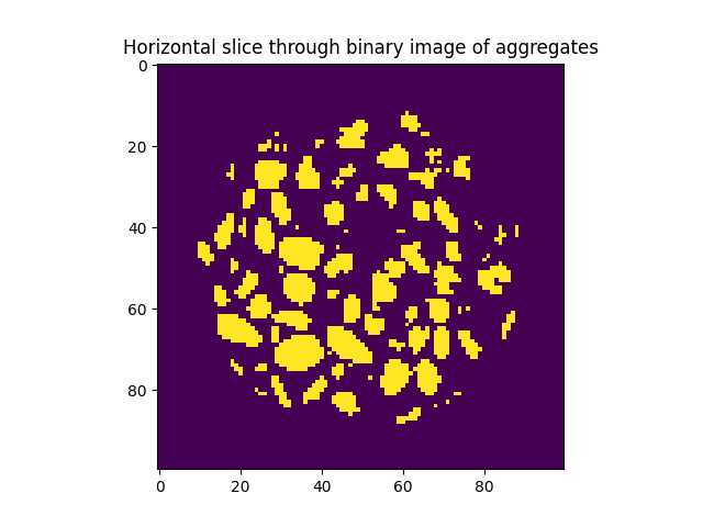 Horizontal slice through binary image of aggregates