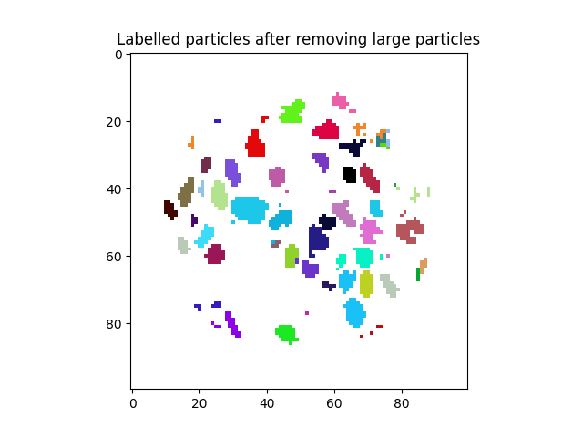 Labelled particles after removing large particles